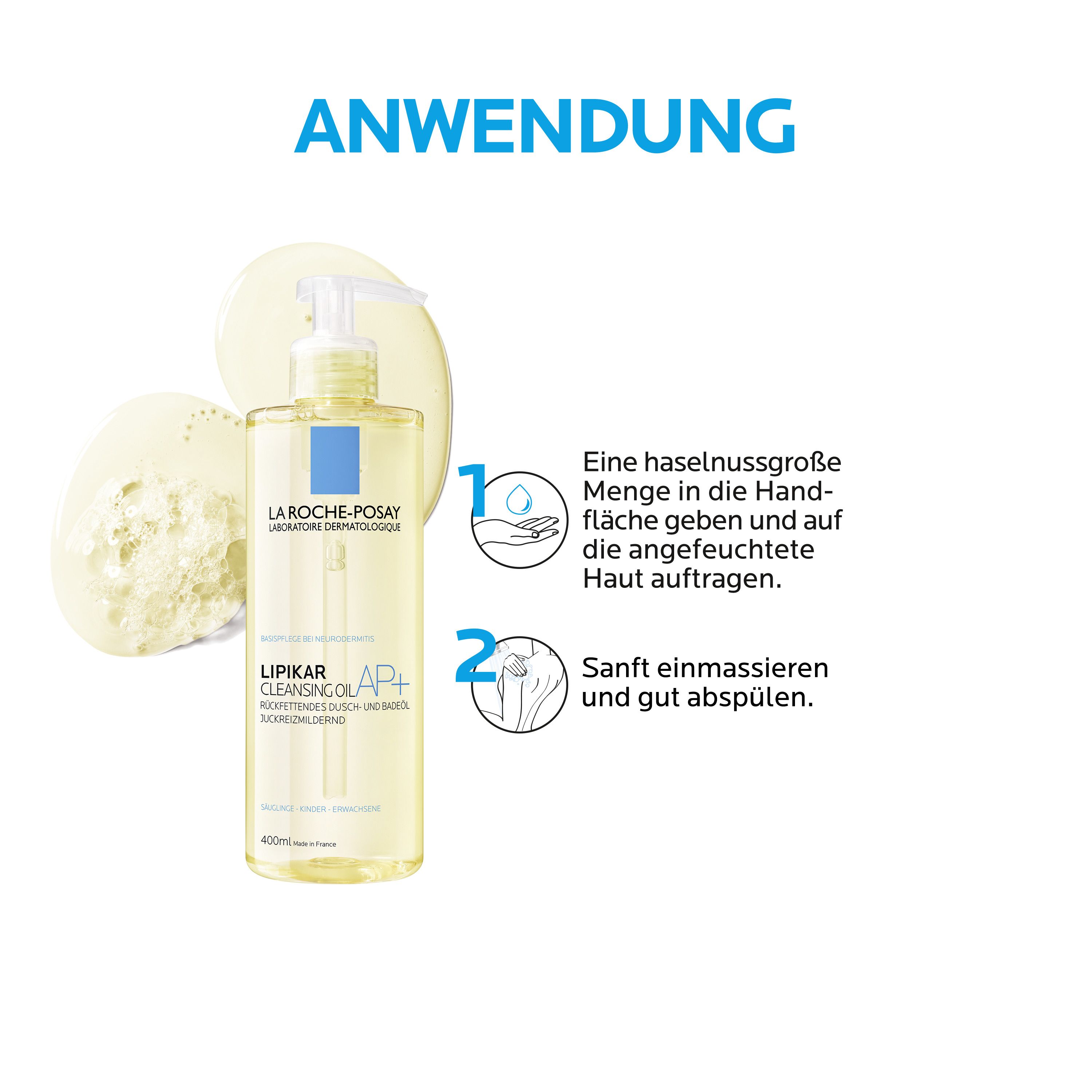 La Roche Posay Lipikar Dusch- und Badeöl AP+ Rückfettendes Duschgel - Badeöl für juckende, trockene und empfindliche Haut
