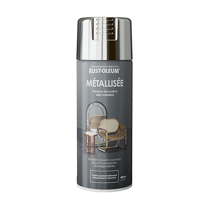 Peinture aérosol effet métallisé Rust-Oleum chrome argent 400ml