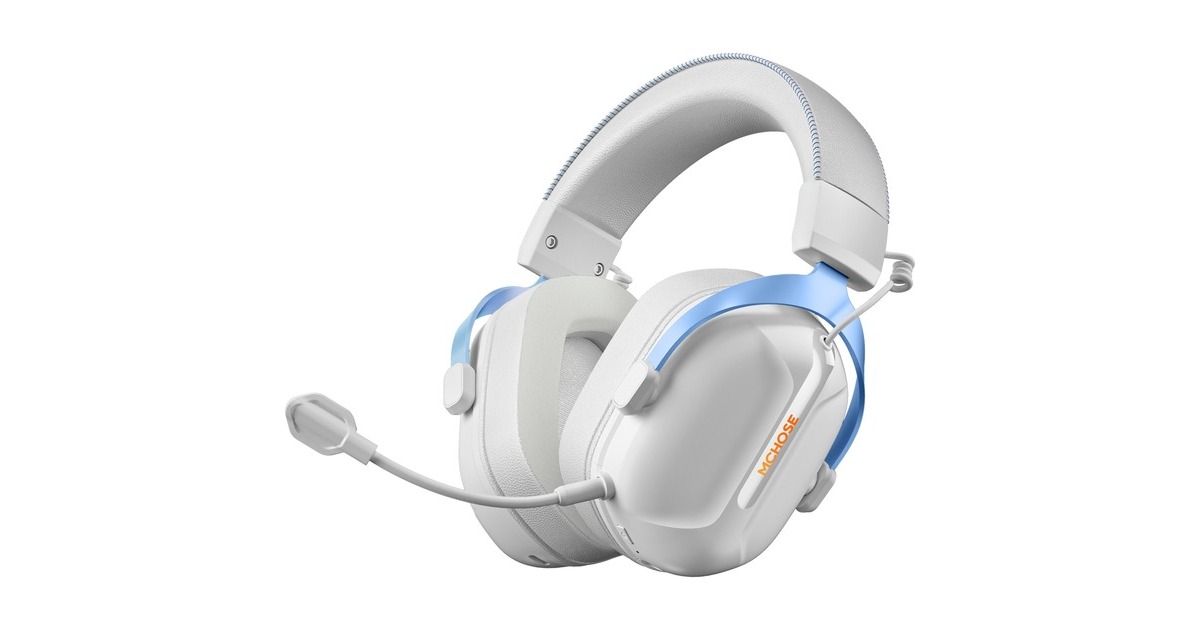 MCHOSES9 Pro Wireless  over-ear gaming headset  (Wit/blauw, PC / laptop / Playstation / Switch / Smartphone, 2.4G / Bluetooth / Wired / Type-C)