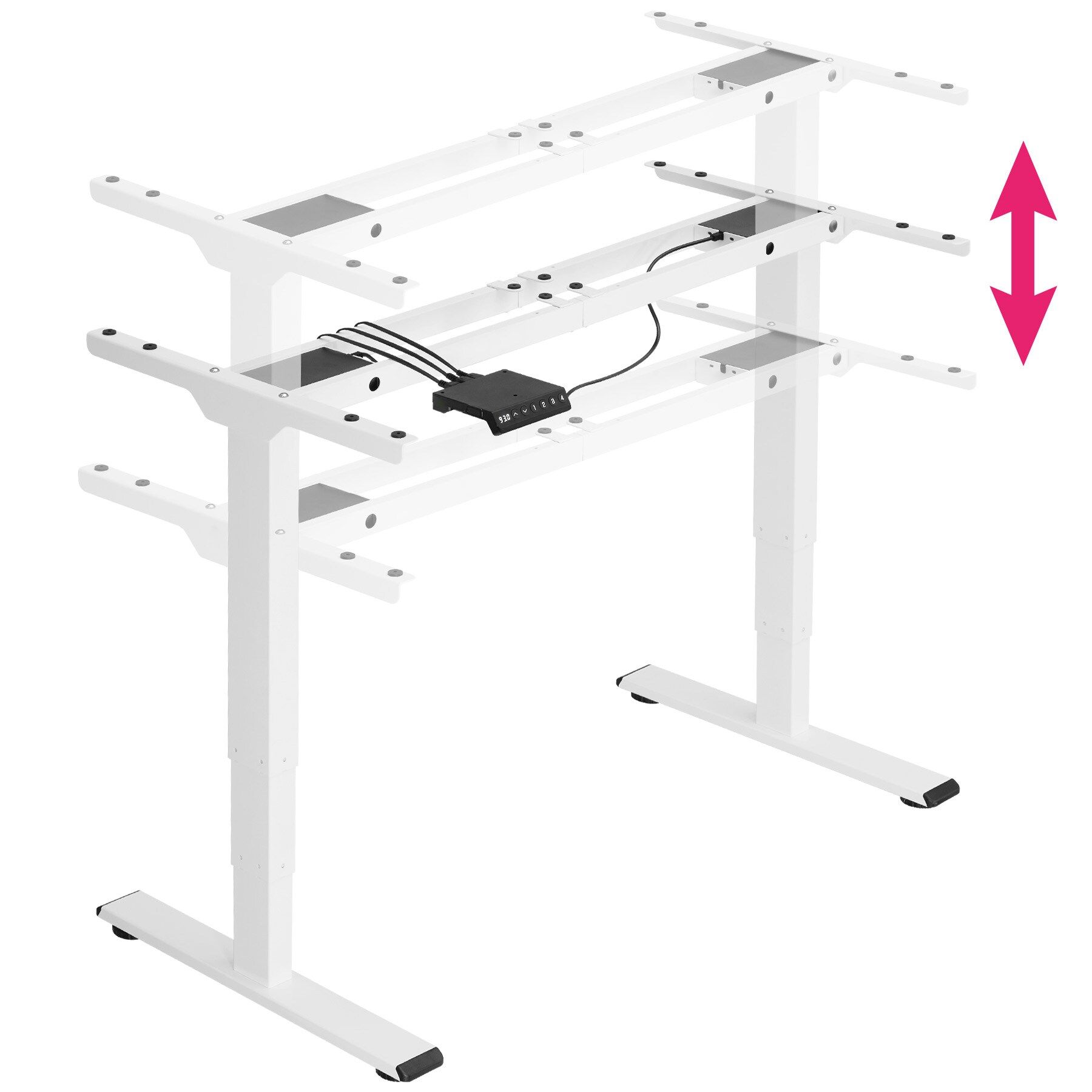 tectake® Tischgestell, elektrisch höhenverstellbar, breitenverstellbar, 110 - 168 x 60 x 60 - 125 cm