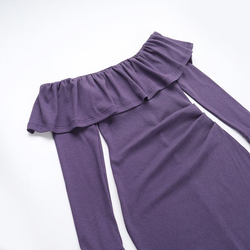 Smackthat - Lange mouw off-shoulder maxi-jurk met mantel