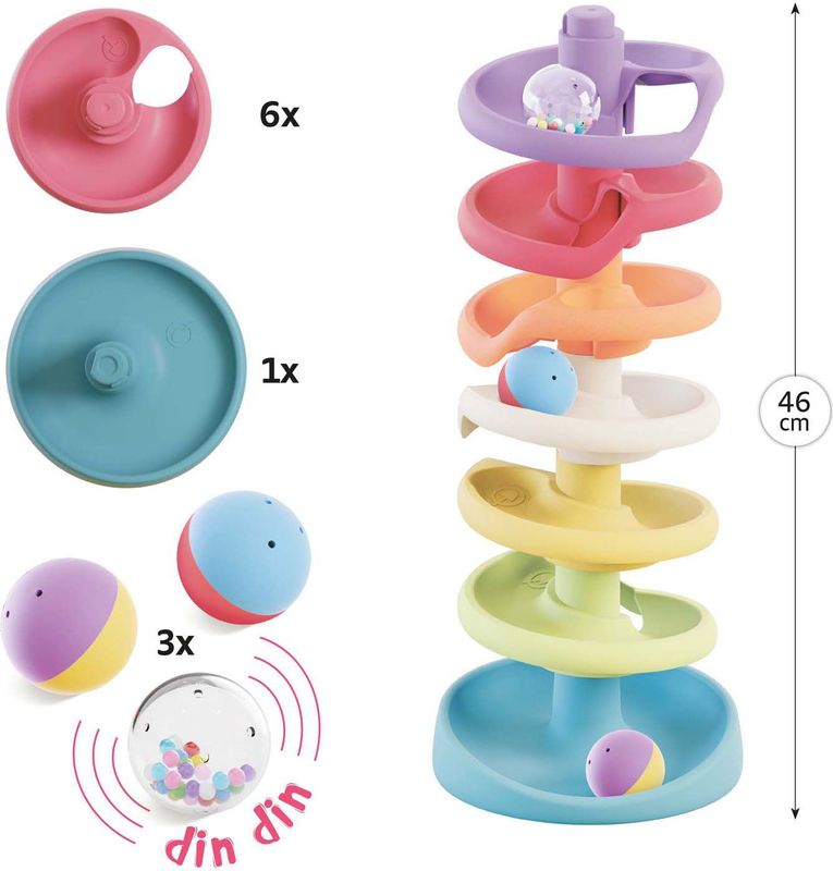 Quercetti - Play Eco Ballentoren - Activiteitenspeelgoed - Multikleur - 10dlg.