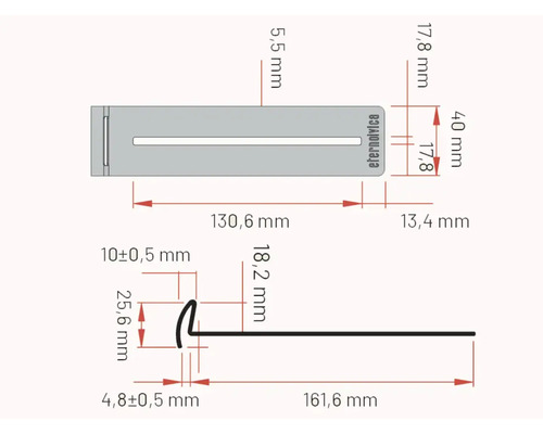 Eterno Ivica wandafstandhouders, roestvrij staal, voor een voegafstand van 1 cm, verpakking van 5 stuks.