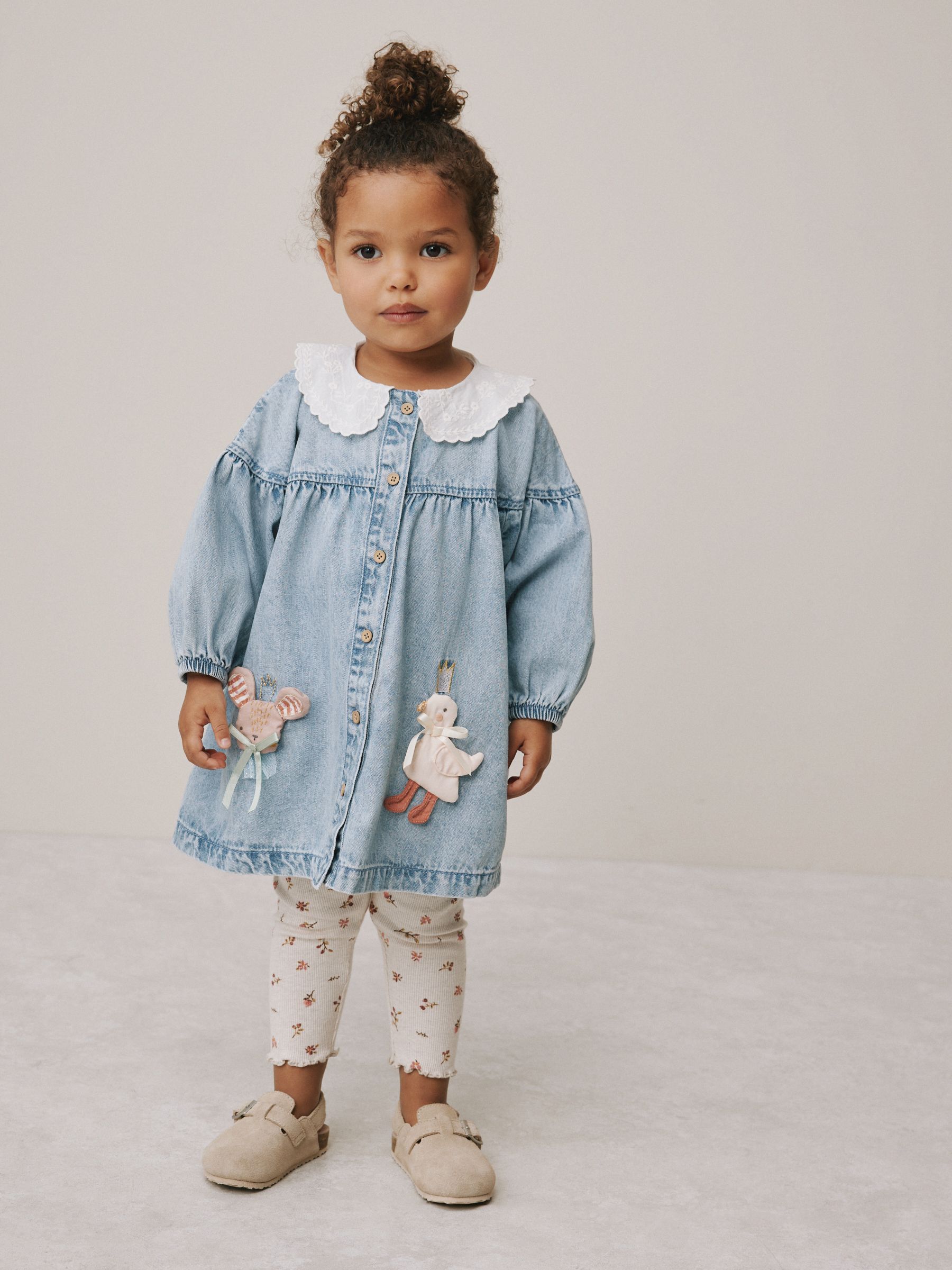 Denim Character - Set van overhemdjurk en legging (3mnd-8jr)