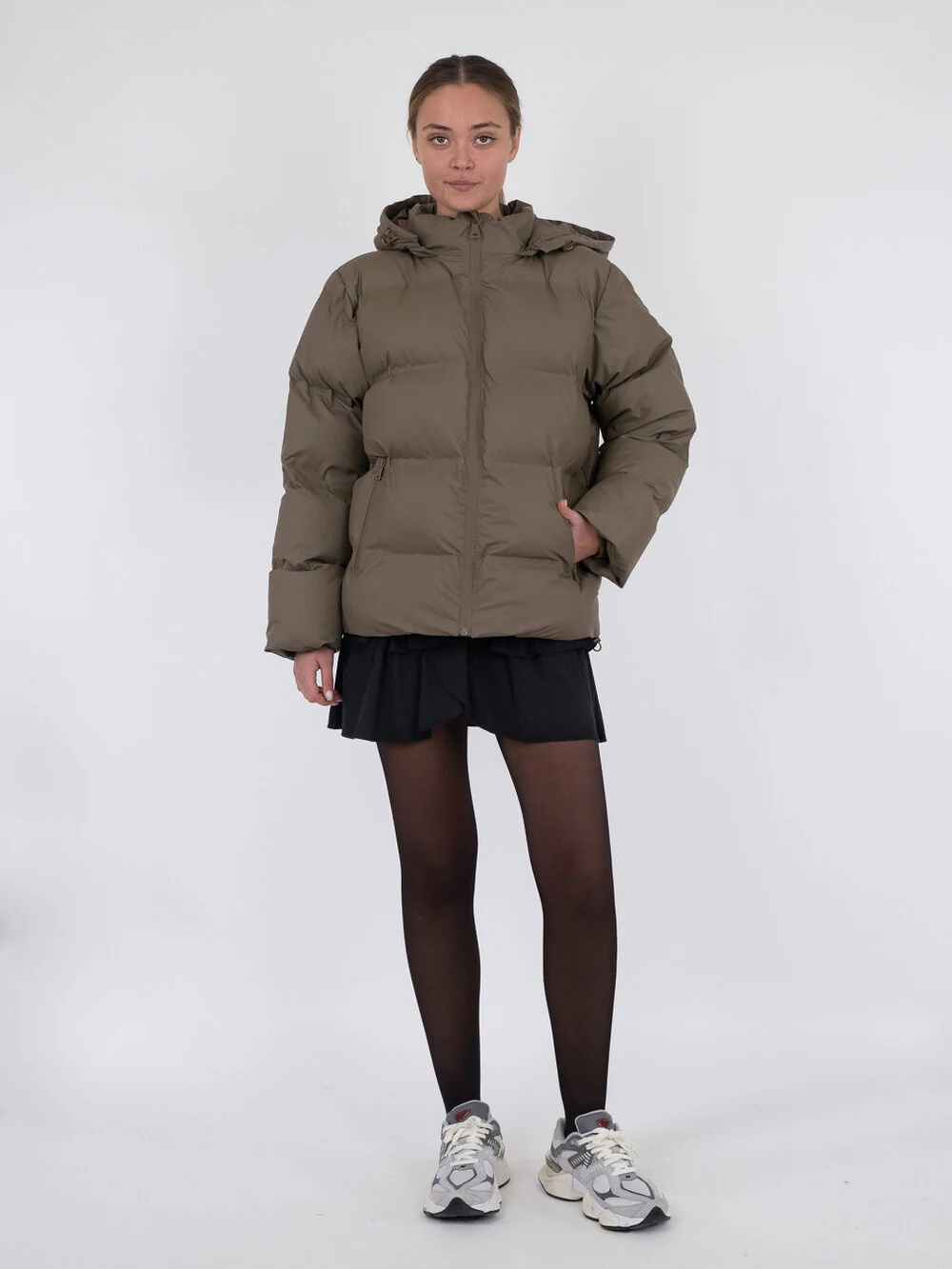 Neo Noir  Fox Puffer dunjakke  - Dark Taupe