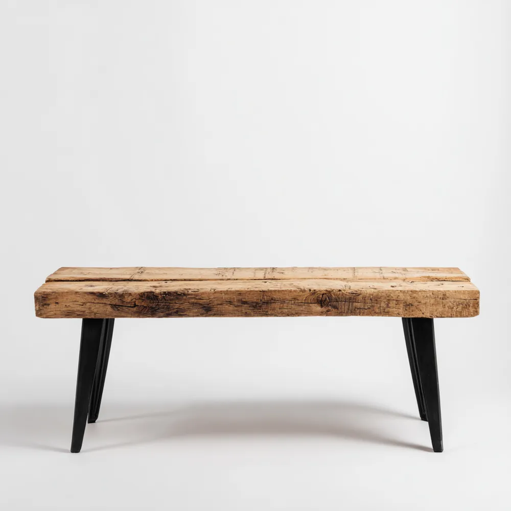 Esszimmerbank Massivholz 120x35x45 cm - Natur/Schwarz - Industrieller