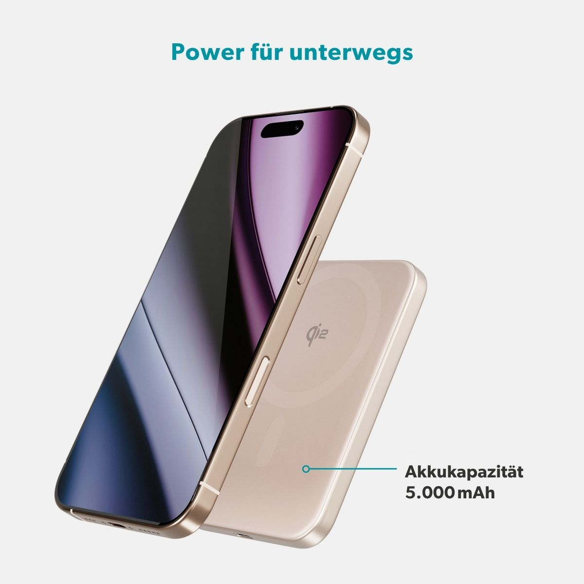 (15W) 5000mAh Alu Mag  EM51 Powerbank USB C Ladegerät Slim MagSafe UltraPack Qi2 Wireless Charger PD (9915112100086) - Titan