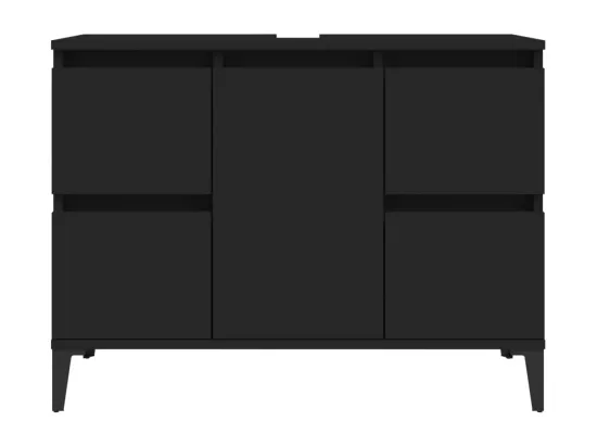 Meuble d'évier noir 80x33x60 cm bois d'ingénierie