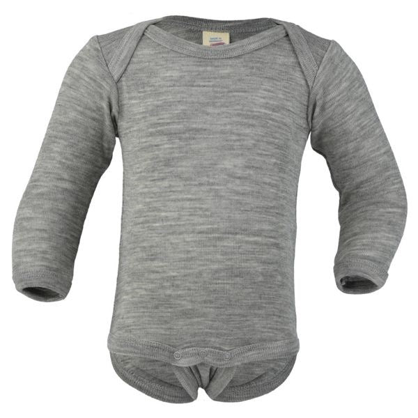 Grey Mélange Baby Body - Engel → Luksusbaby.dk