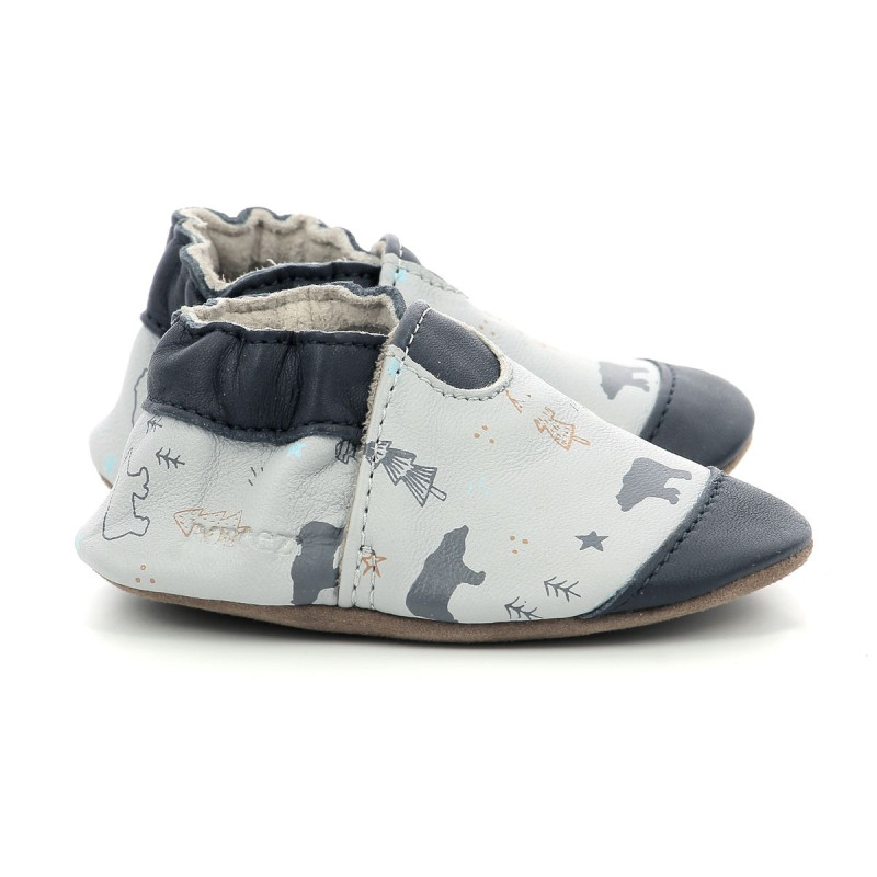 Robeez Robeez Chaussons Wintering Bear Gris Clair Marine