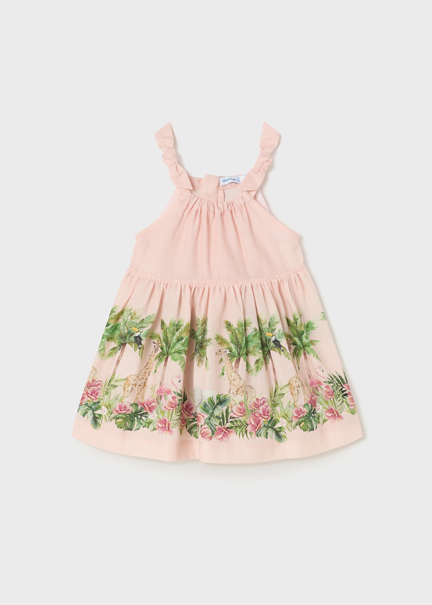 Vestido de saia estampada de linho para bebê