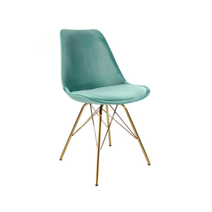 Kick collection - Stoel Velvet Mintgroen - Goud frame