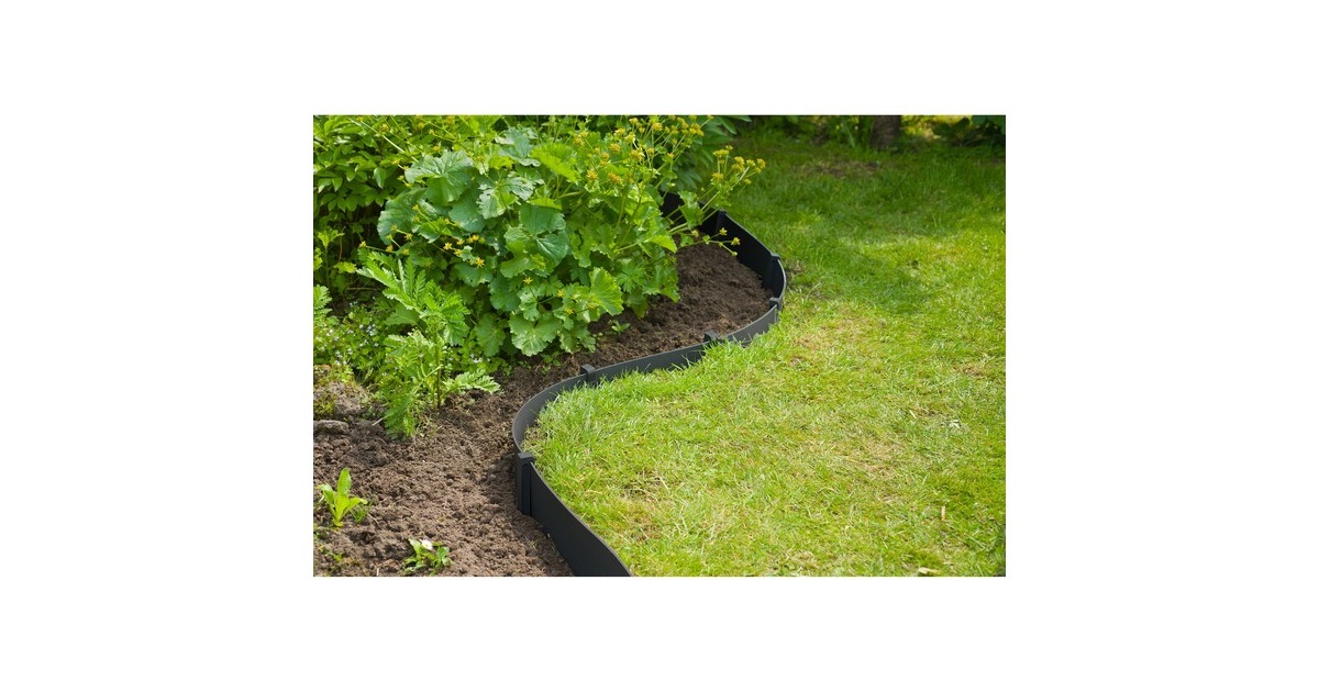 NatureBorderrand van gerecycled polyethyleen begrenzing  (Zwart, 15 cm x 10 m)