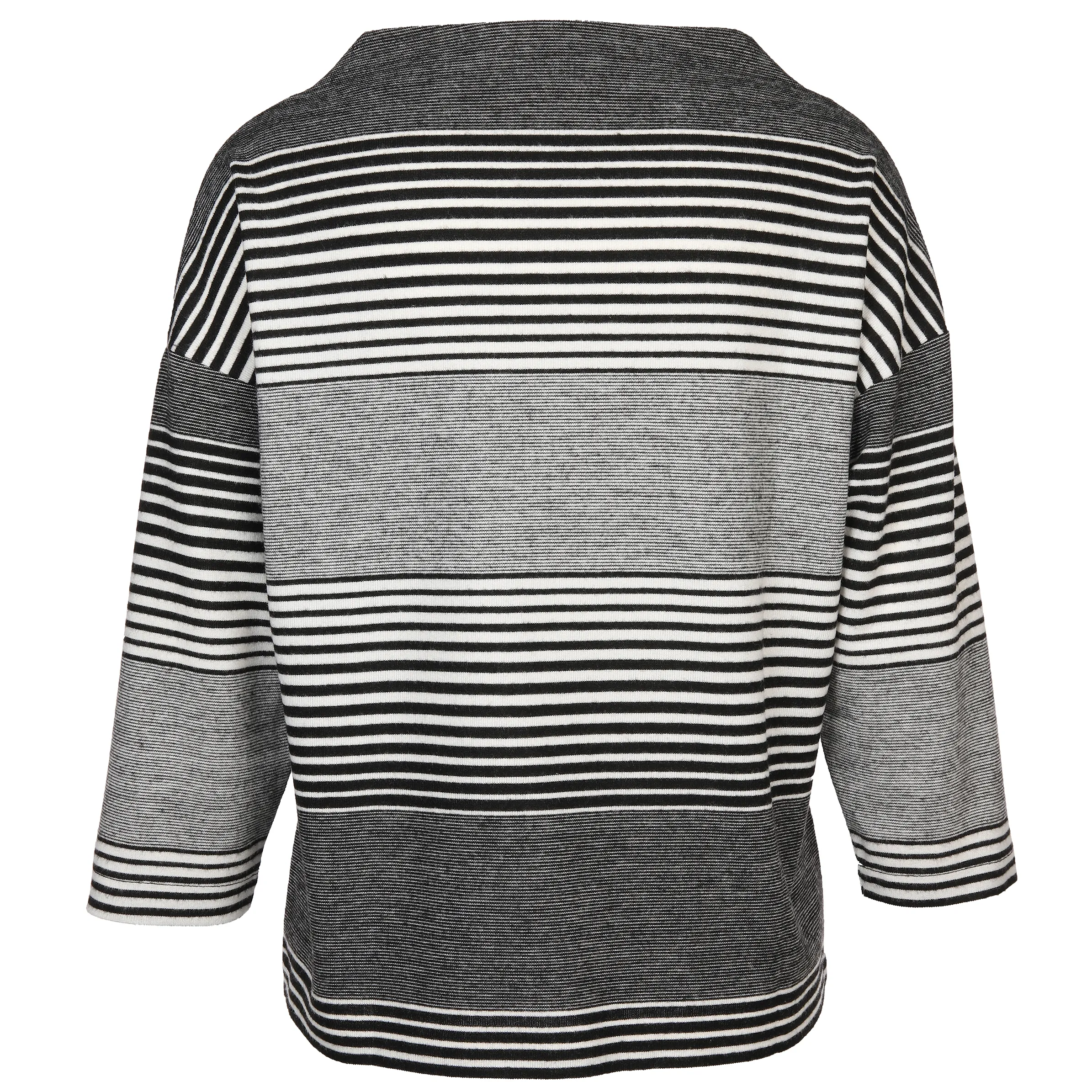 Damen Flauschshirt mit Ringelmuster und 7/8 Ärmeln