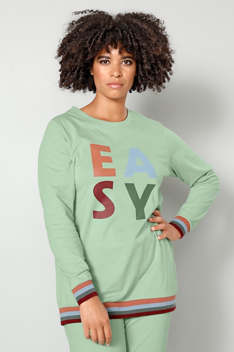 Sweatshirt, EASY, Rundhals, Streifenbündchen