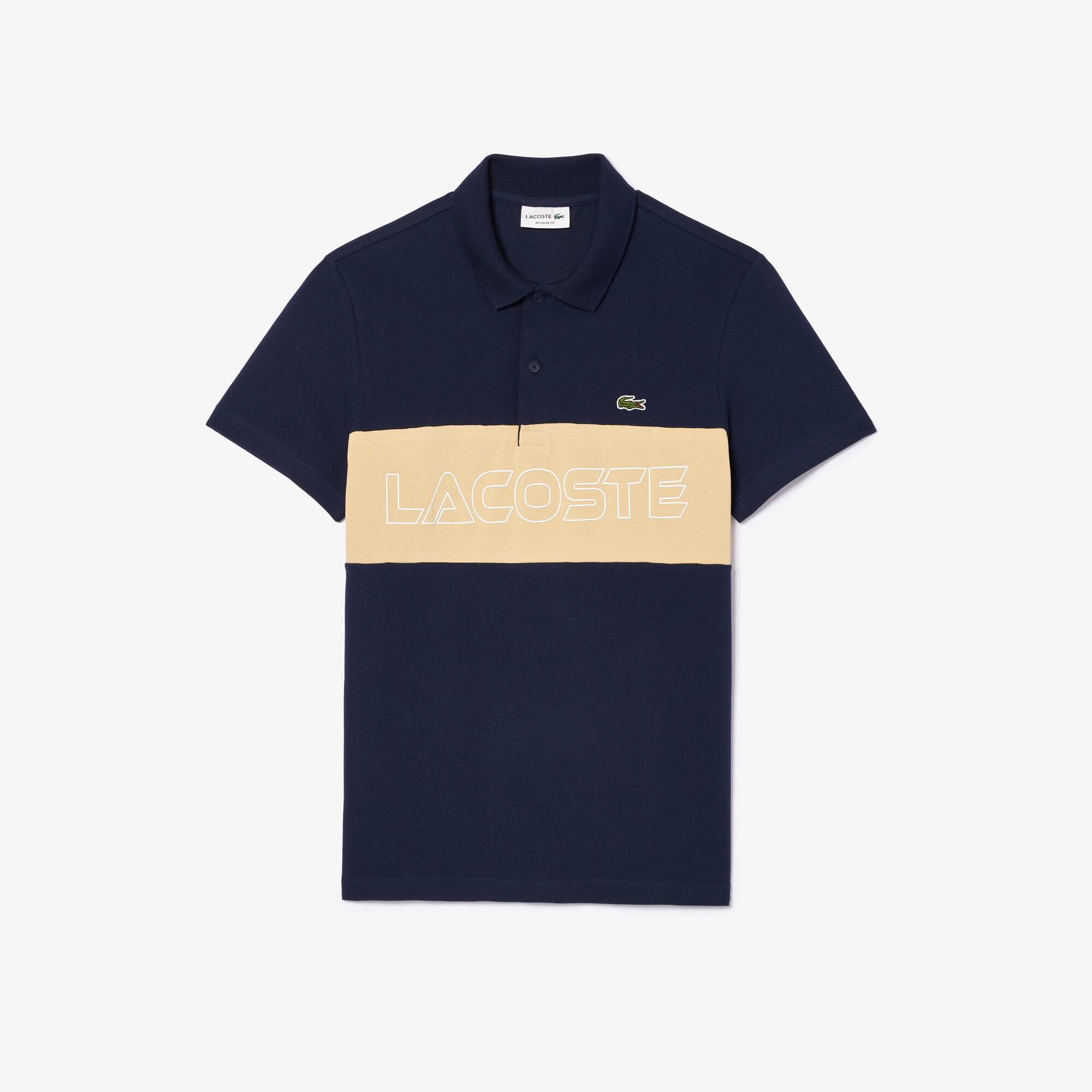 Polohemd aus Stretch-Piqué mit Colourblock Kurze Ärmel - Blau - Lacoste - Herren
