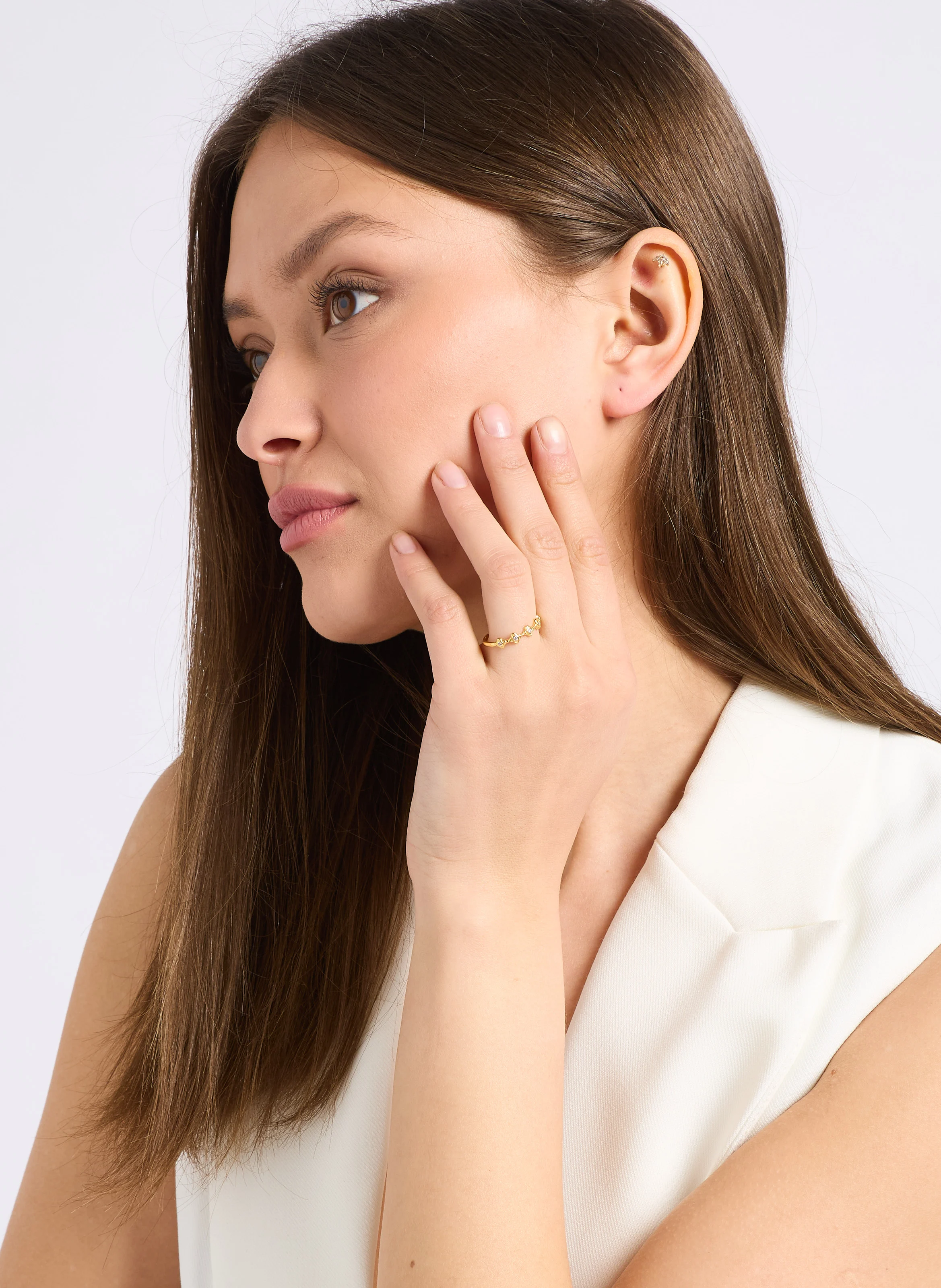 ROSIE - Bague sertie en laiton| Blanc