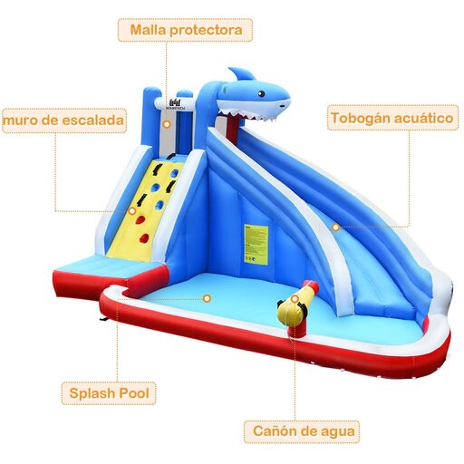 Castelo inflável com escorregador 390x305x240 cm Parque Aquático