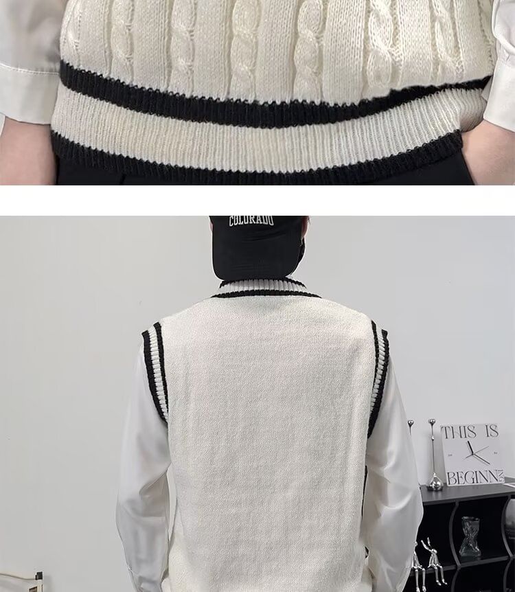 Sinlarity - V-hals kabelgebreid vest