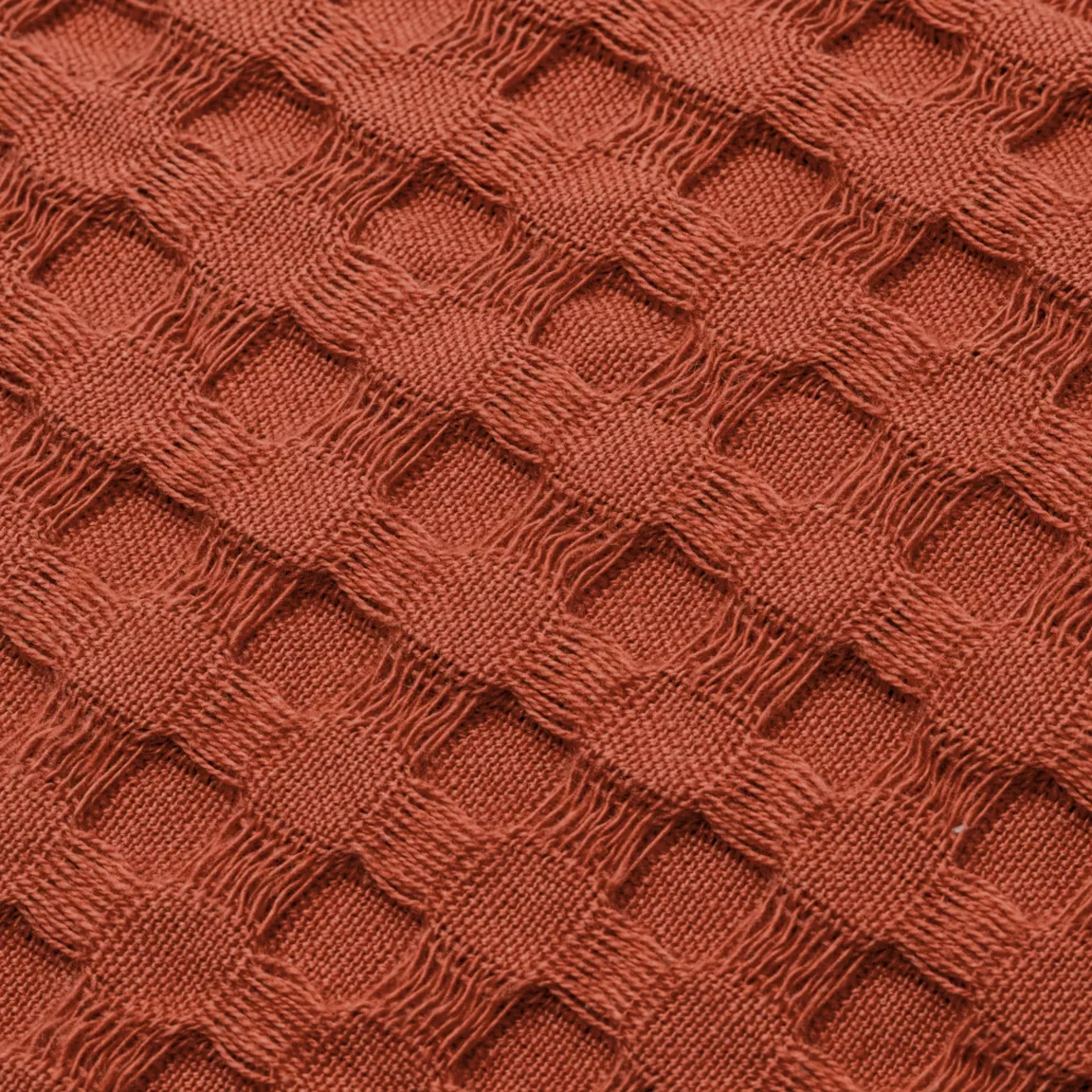 Housse de coussin carrée coton nid d'abeille (40 x 40 cm) Maya Terracotta