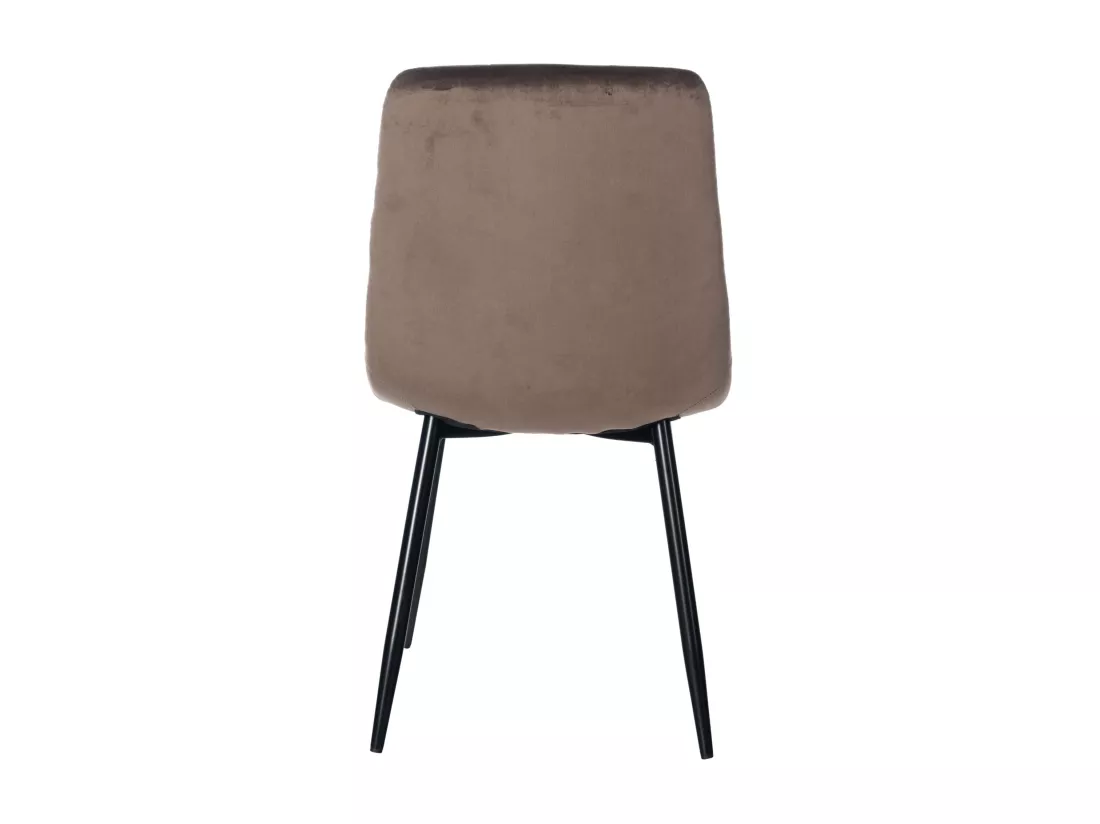 Lot de 4 chaise salle à manger - Velours & Métal noir mat - Marron - Antibes