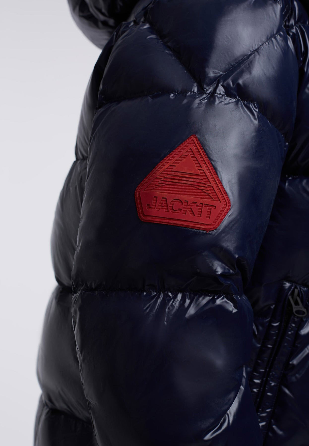 EZ Puffer Hooded Jacket Herre Ink Blue/Hyper Red