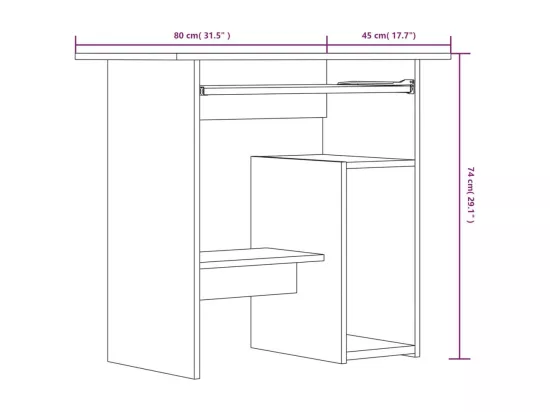 Bureau Sonoma gris 80x45x74 cm Bois d'ingénierie