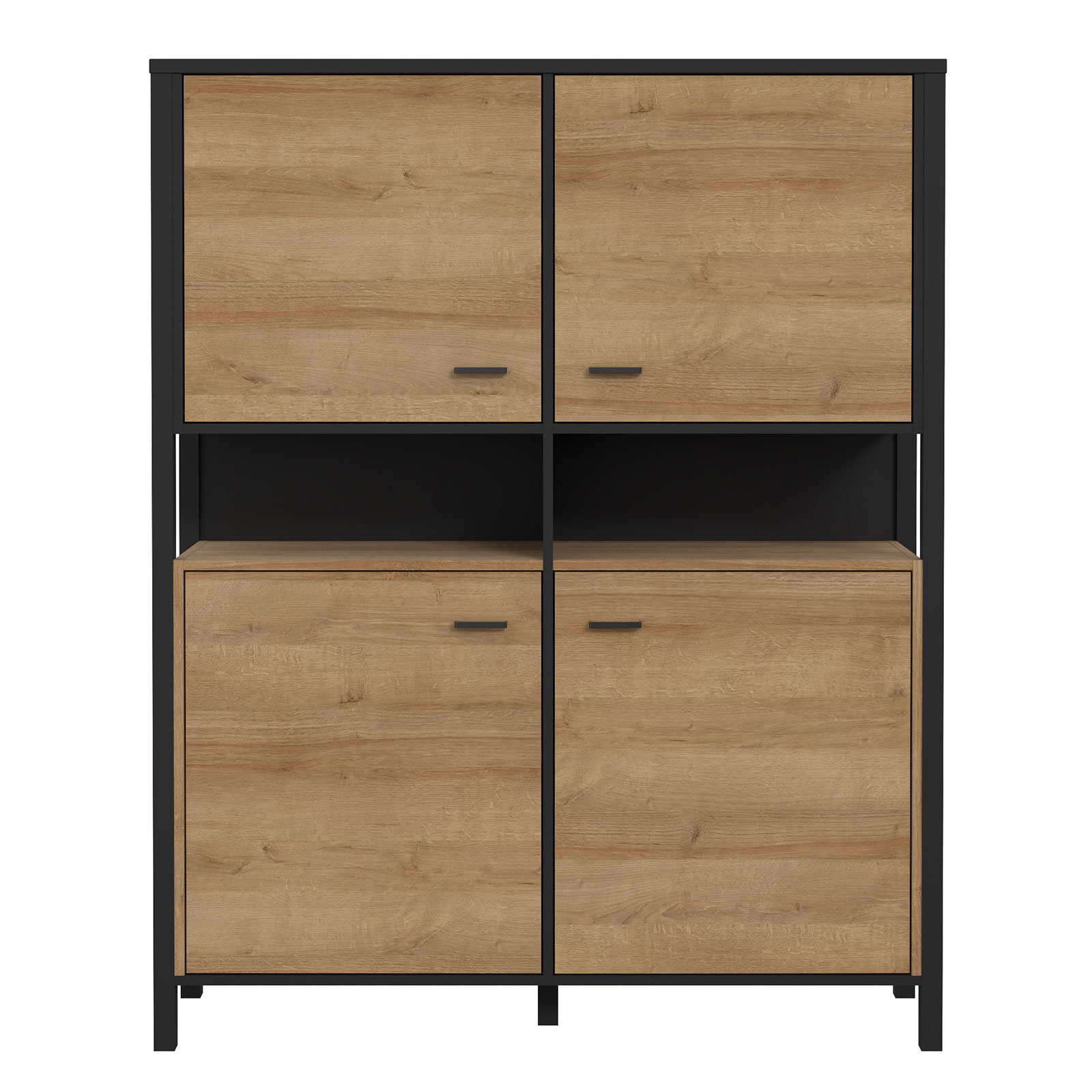 Highboard - Riviera Eiche - schwarz - 121,3 cm