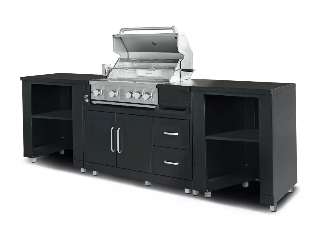 Cuisine d'extérieur 3 élements avec barbecue noir