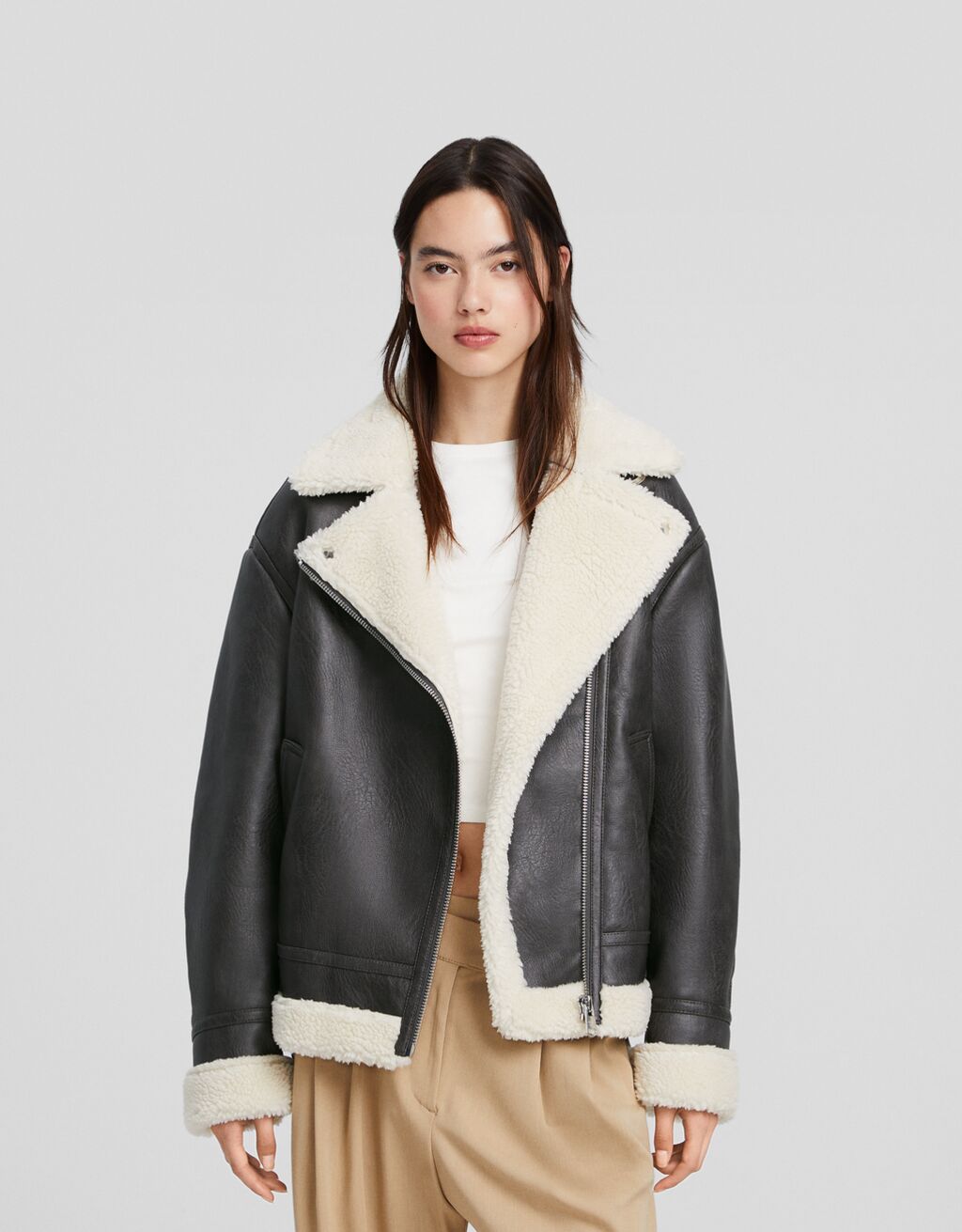 Jaqueta de motociclista dupla face oversized