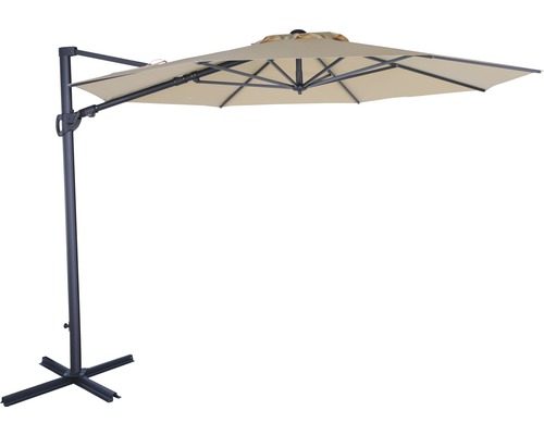Soluna Orléans zweefparasol, Ø 300 cm, rond, ecru, inclusief kruisvoet.