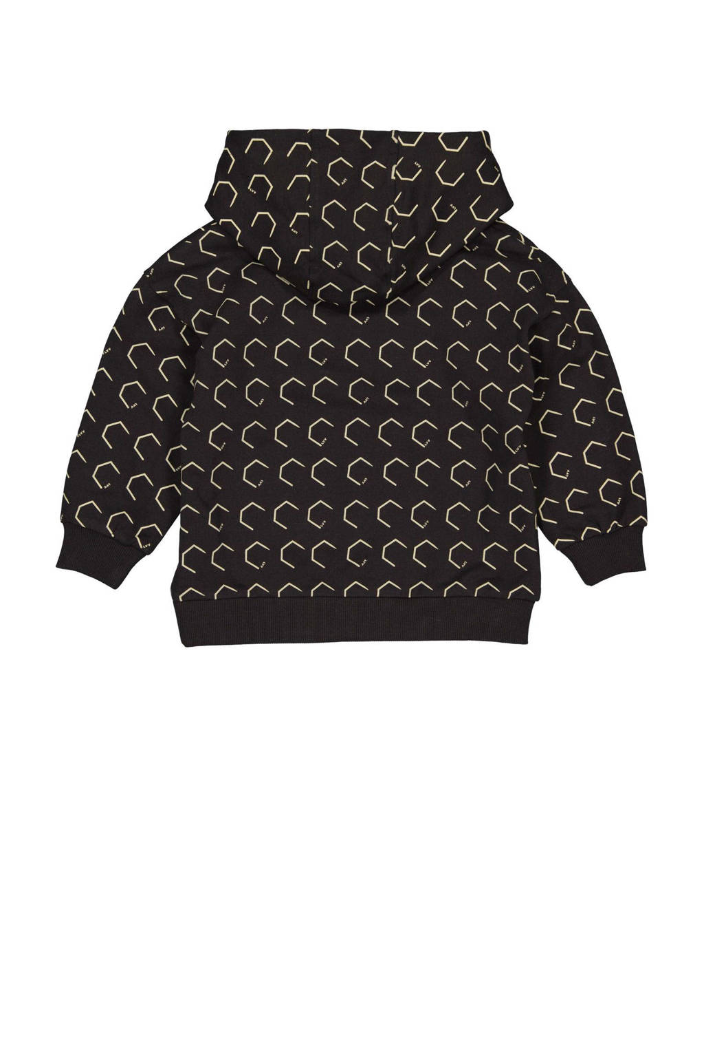 LEVV hoodie met all over print donkergrijs/beige