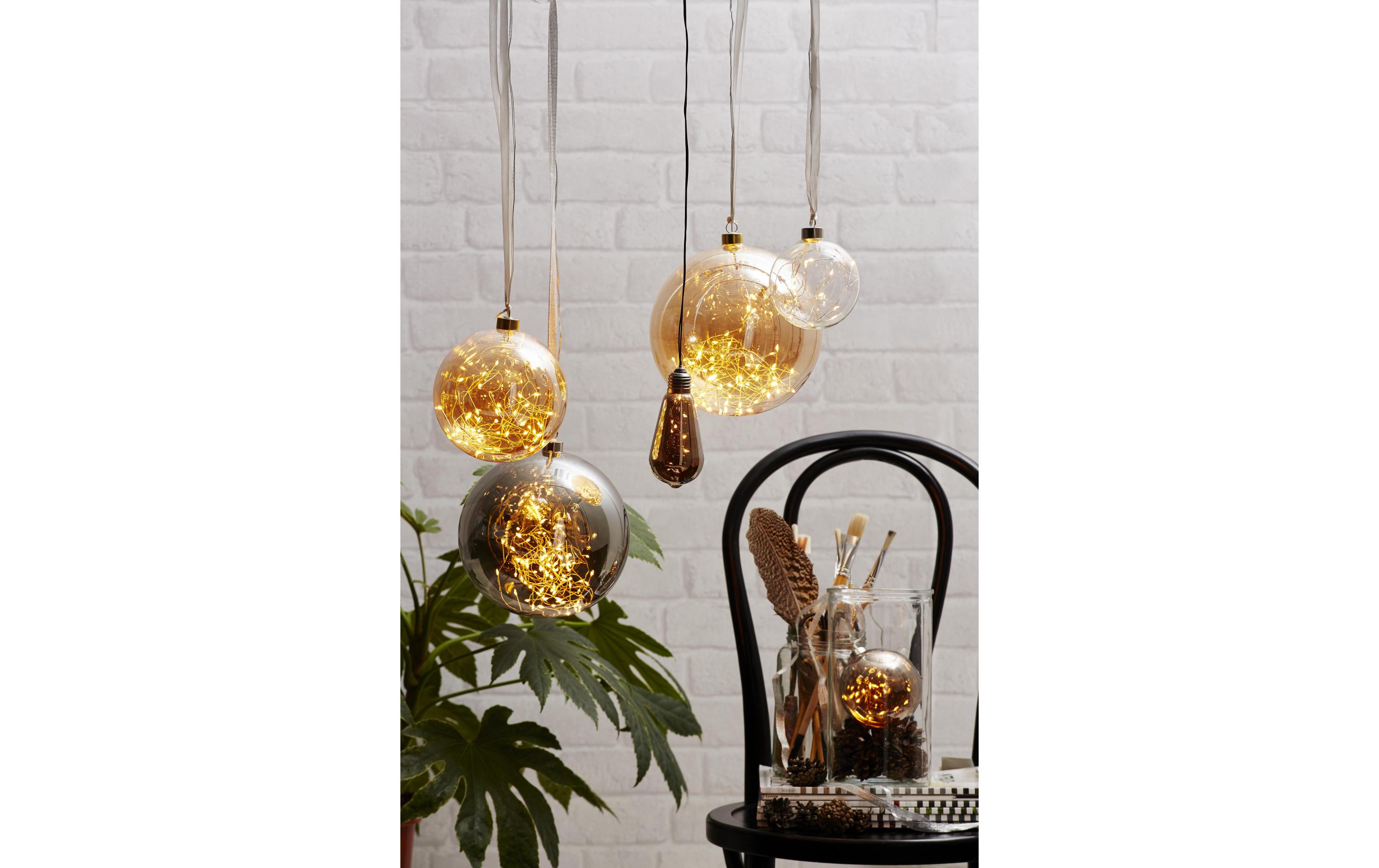 Weihnachtskugel Glow, 40 LED, Ø 15 cm, BernsteinWeihnachtskugel mit Beleuchtung