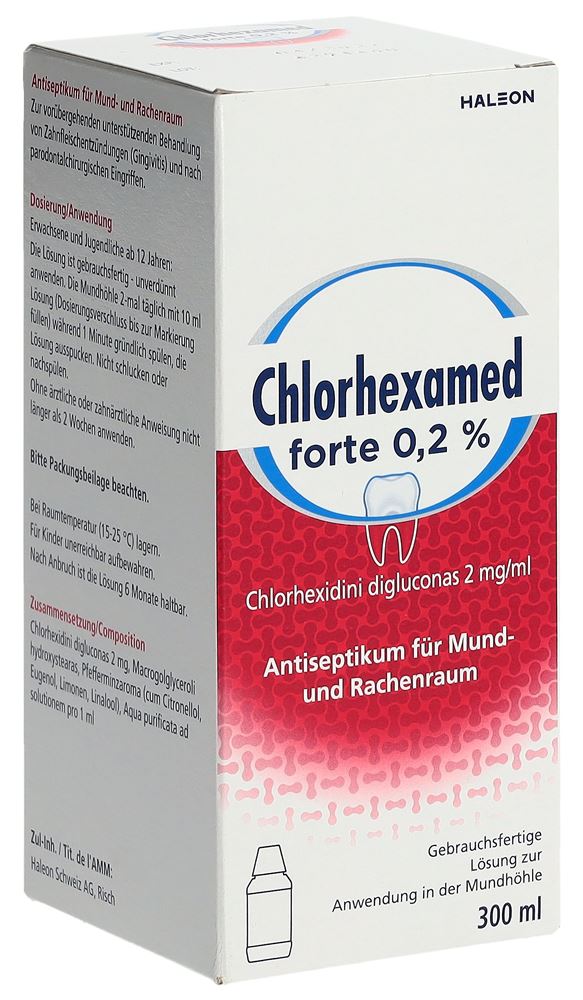 CHLORHEXAMED forte 0.2 %<br>300 ml, Petflasche, Lösung zur Anwendung in der Mundhöhle