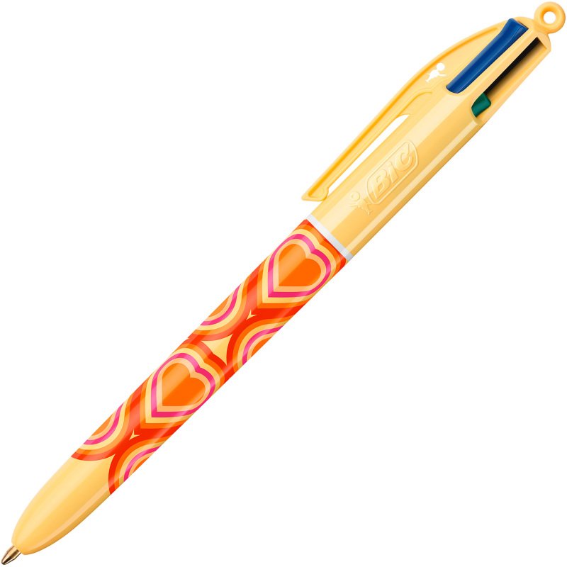 Stylos bille Bic 4 couleurs Botanique et Tie & Dye pointe 1 mm - écriture moyenne - Coffret de 6
