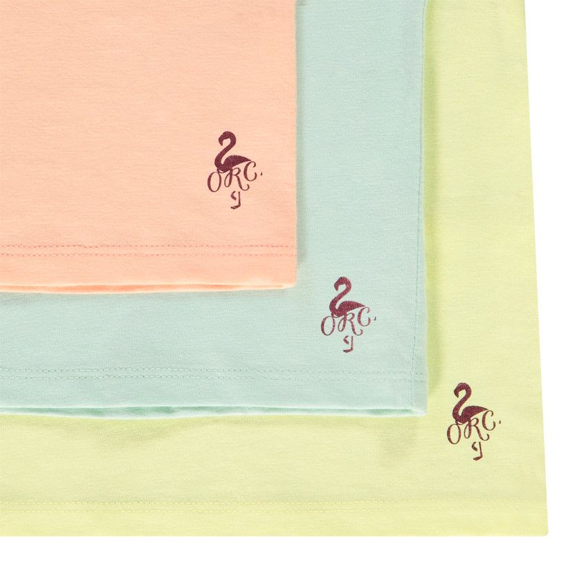 Lot de 3 t-shirts manches courtes en coton unis pour fille - Jaune