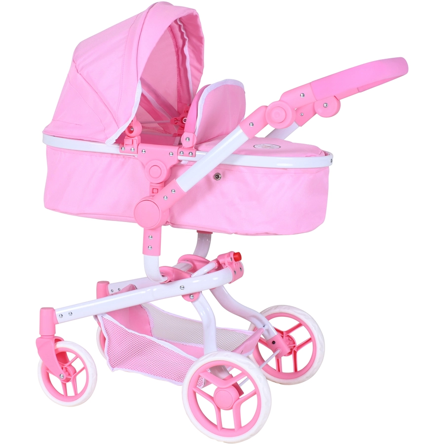 knorr toys® Puppenwagen Boonk - Princess white rose rosa