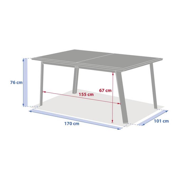 Table de jardin extensible rectangulaire PAVANE Malte / Argile