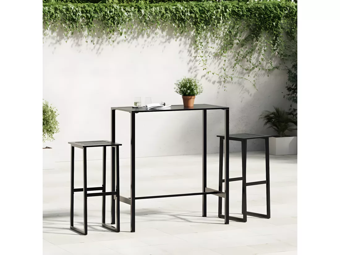 Prolenta Premium - Table de bar noir 100x50x110 cm acier enduit de poudre