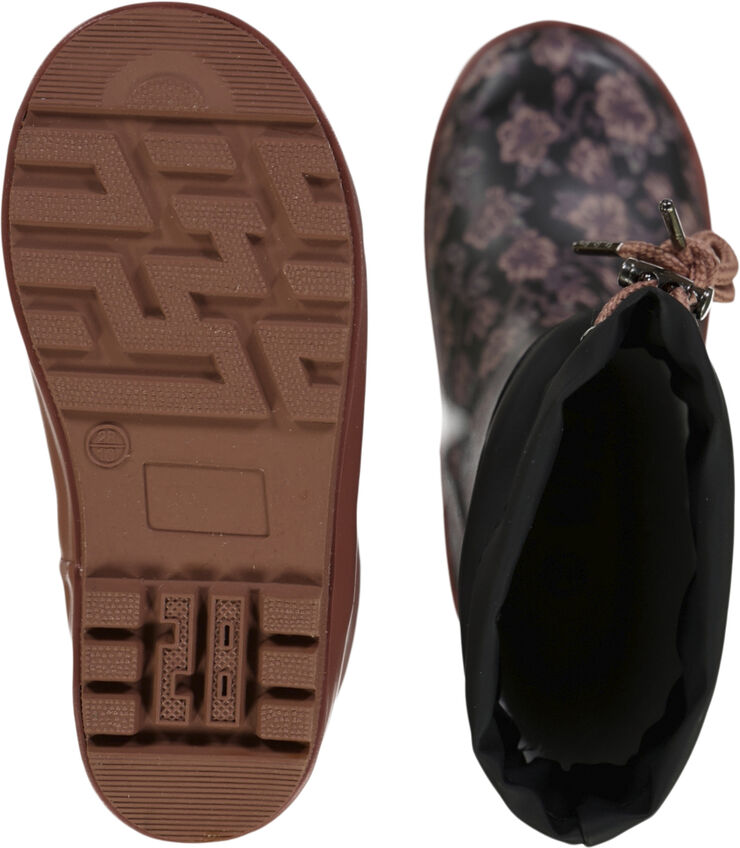 Wheat Printet Termo Gummistøvle Black magnolia