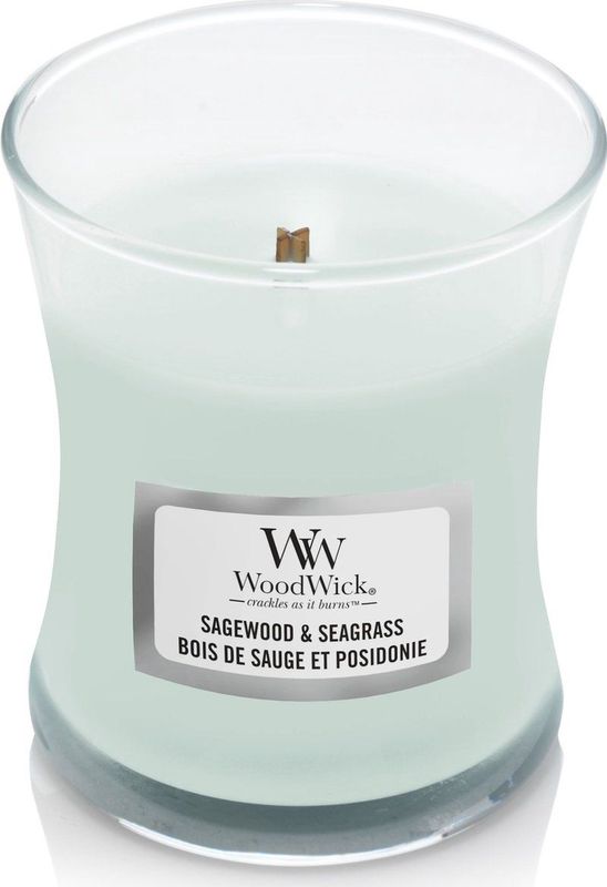 WoodWick - Sagewood & Seagrass - Mini Kaars - Hout - Hearthwick® Flame