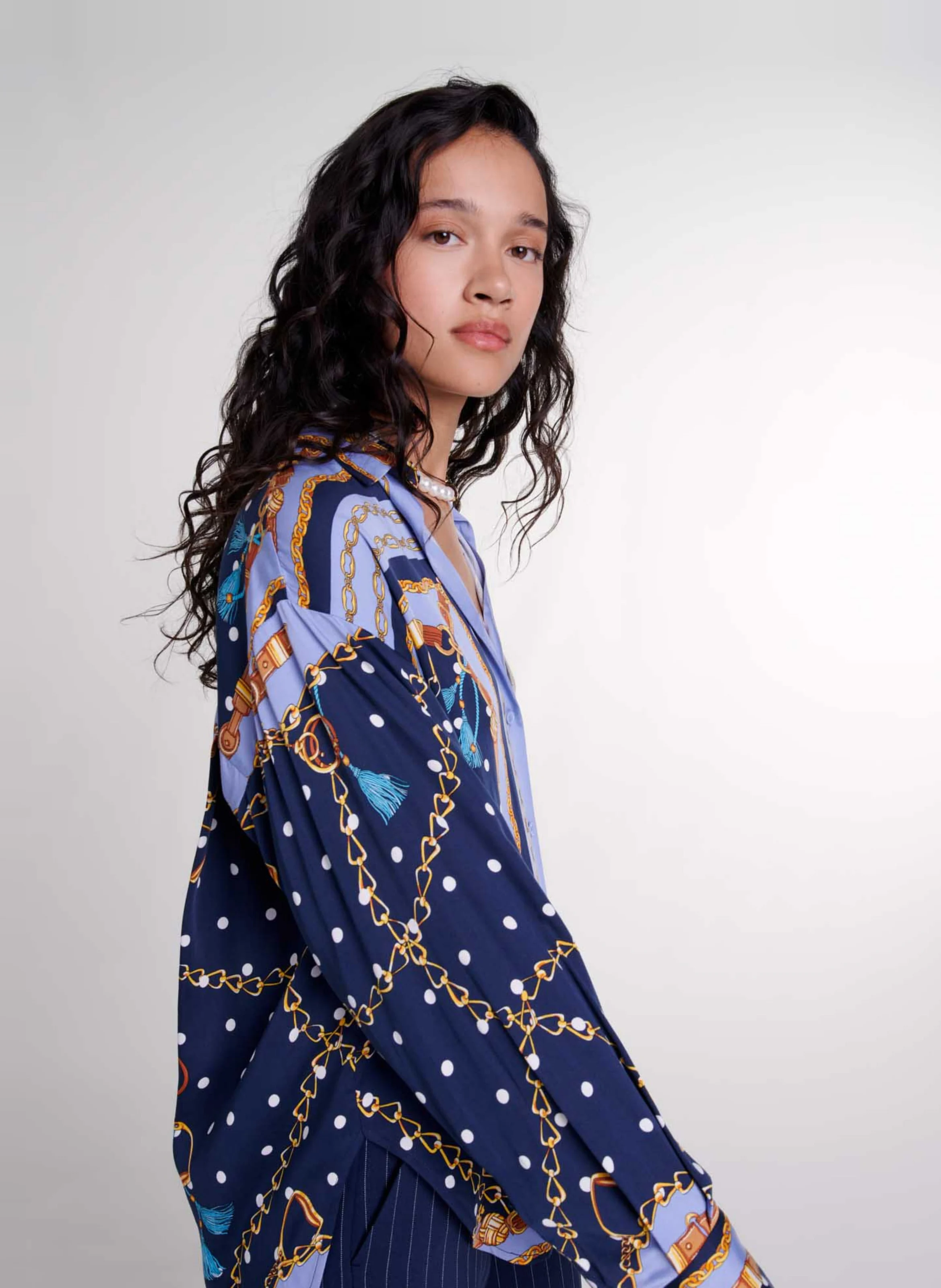 Chemise droite col classique imprimée | Multicolore