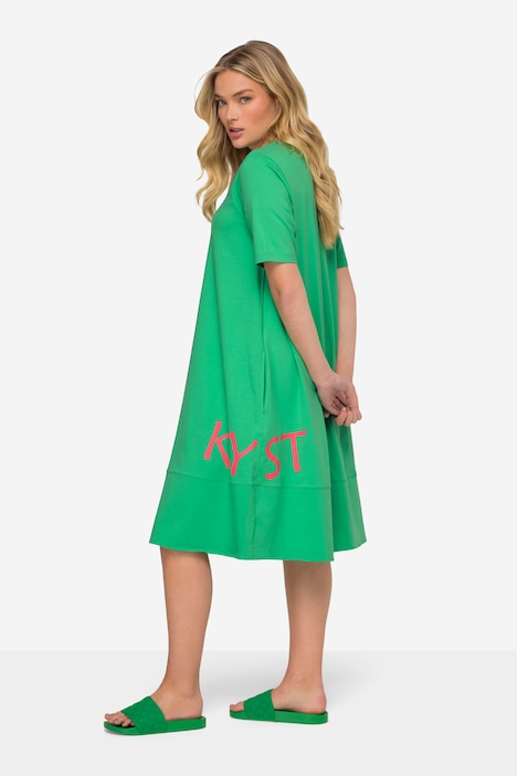 Jerseykleid, Wording-Print, Rundhals, Halbarm