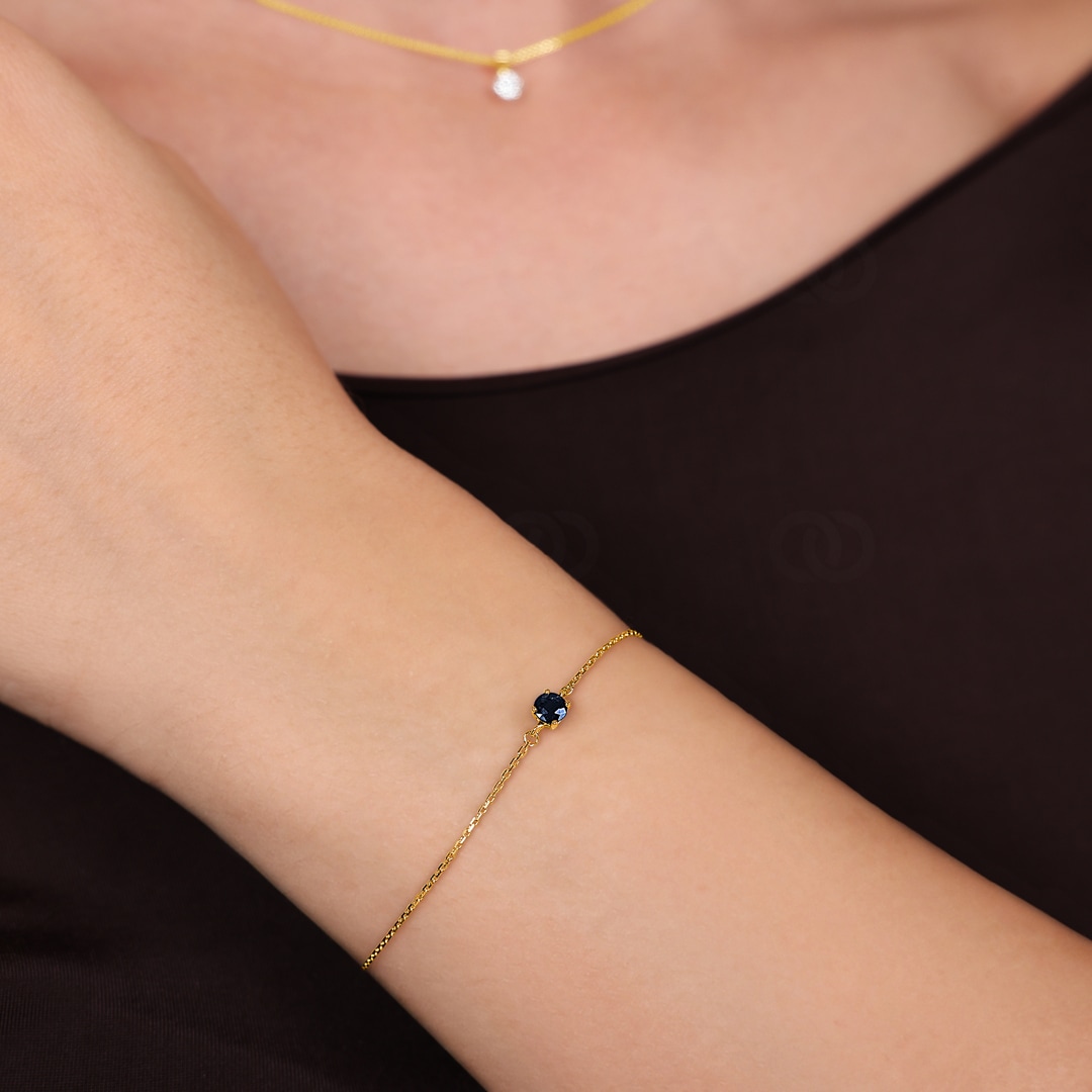 Armband 750/18 K Gelbgold mit Saphir 4-Griff