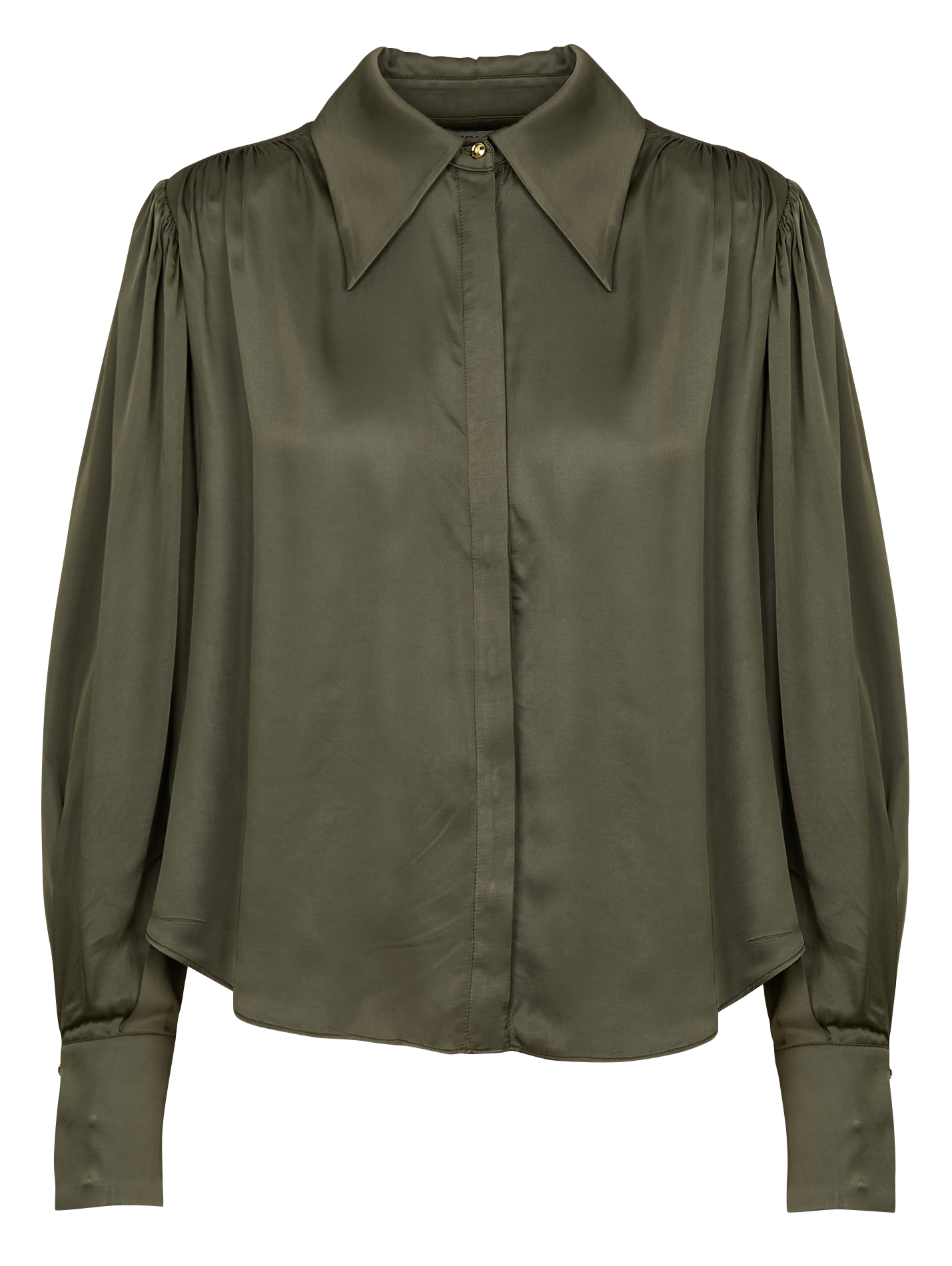 CHARLENE - Chemise col classique droite satinée | Vert