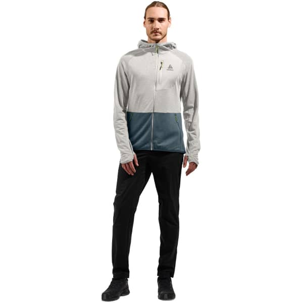 Veste polaire randonnée ODLO ASCENT MID LAYER HOODY FULL ZIP SILVER CLOUD/DARK SLATE