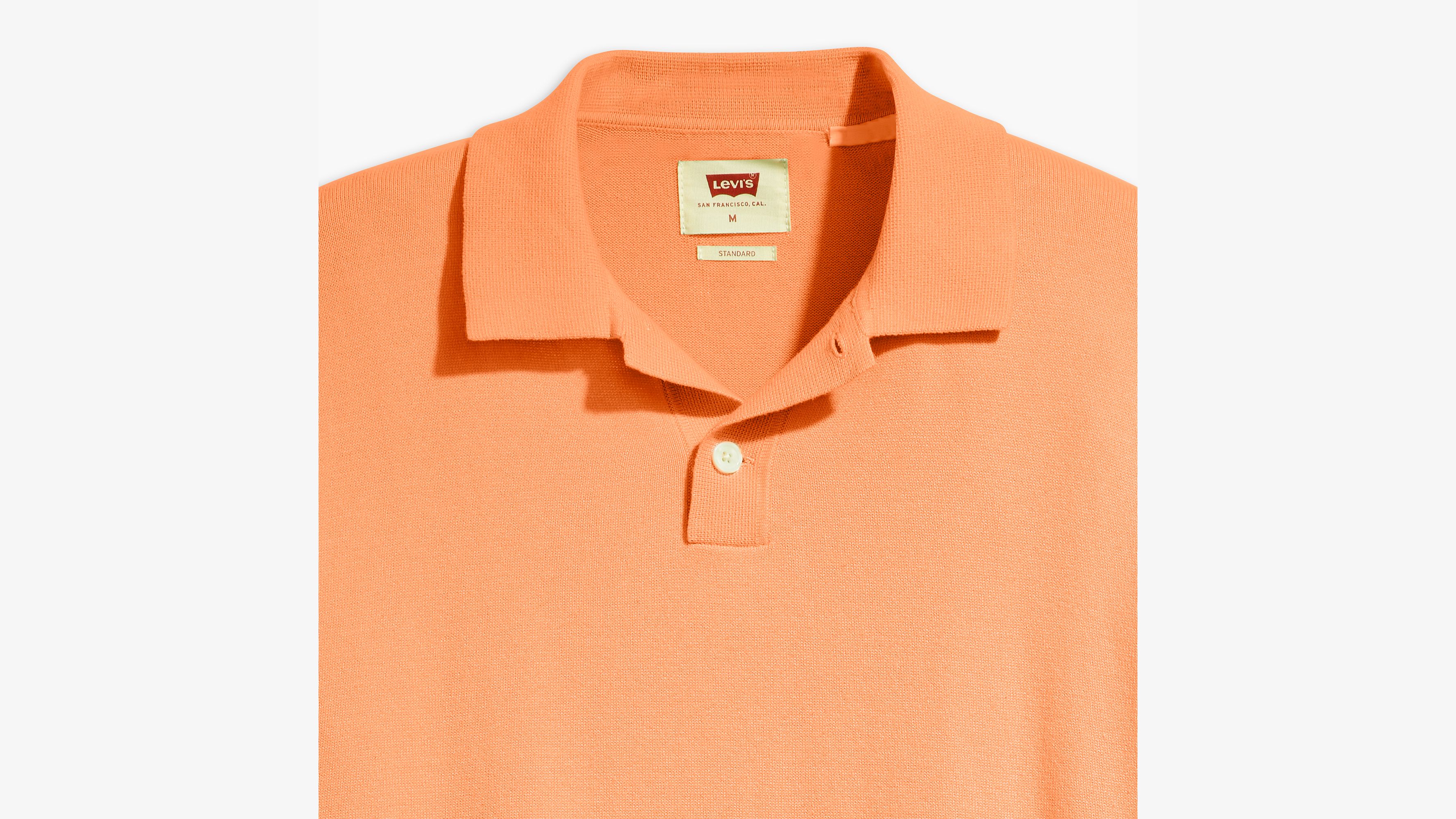 Pull-over col polo maille fine - Peach Bloom - Orange