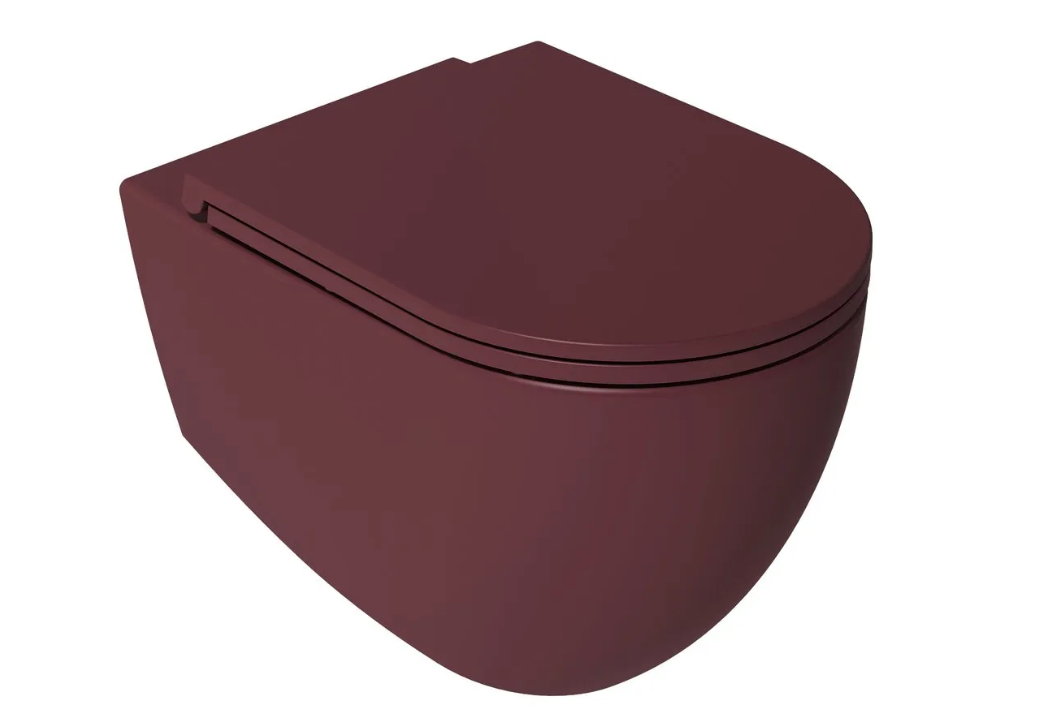 Isvea Durezza met Isvea Infinity randloos toilet rood mat en softclose zitting