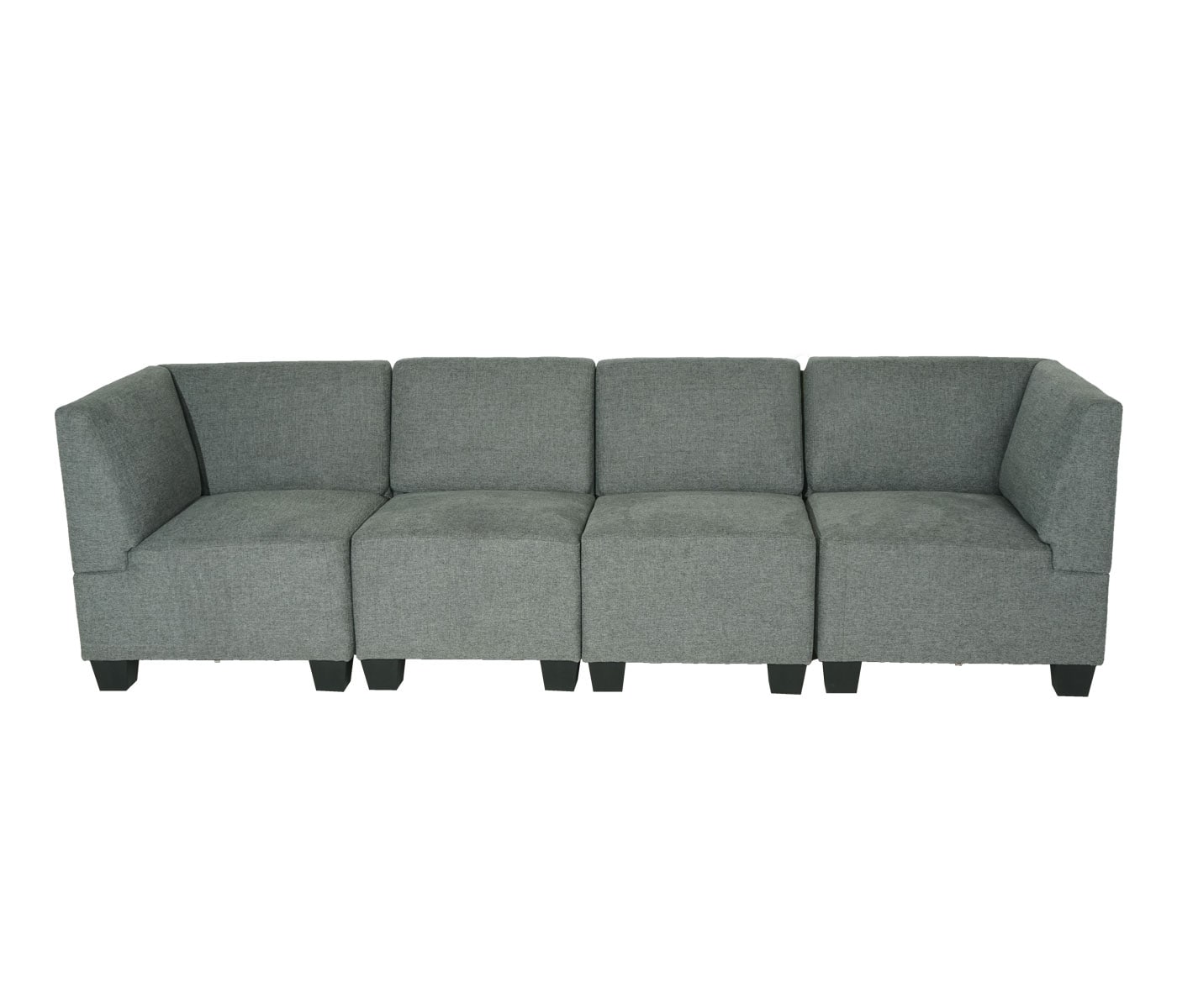 Modular 4-Sitzer Sofa Couch Moncalieri, Stoff/Textil ~ grau, hohe Armlehnen