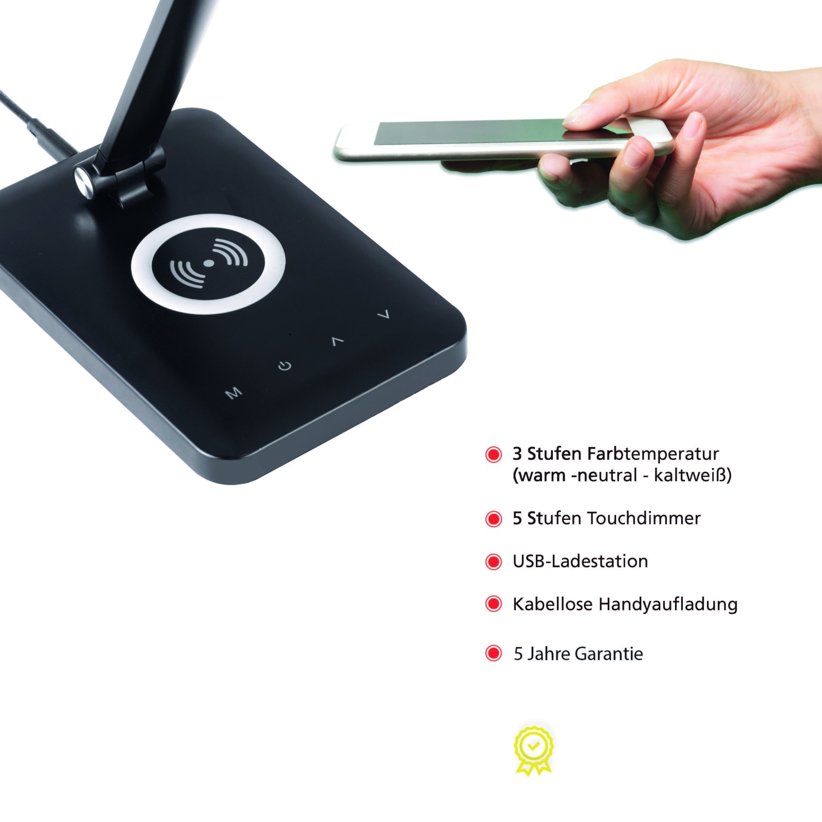 LED-Tischleuchte - schwarz - dimmbar